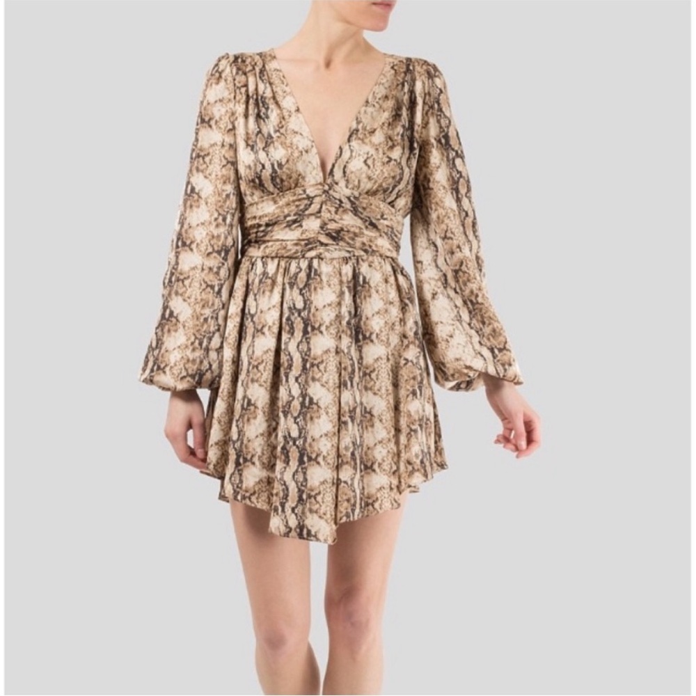 Revolve Rony Koba Orzora Snake Print Dress Nude Multi Combo Tan Cream - Picture 4 of 9